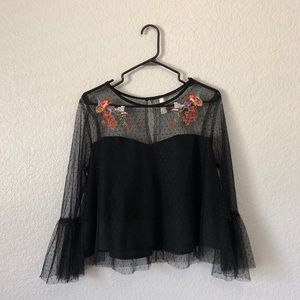 Black mesh top